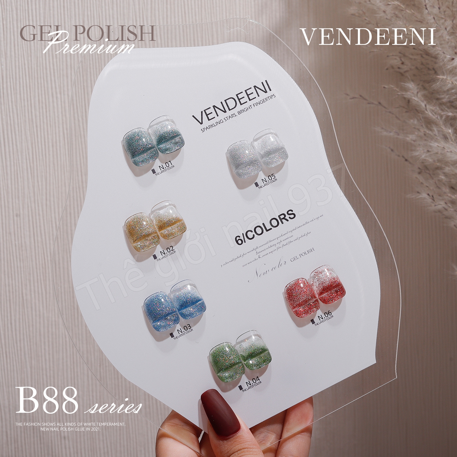 [CHÍNH HÃNG] Sơn gel VENDEENI chai đỏ mã B88 - Sơn Kim Tuyến Nhiễn 7 màu  - 15ml - Lẻ màu