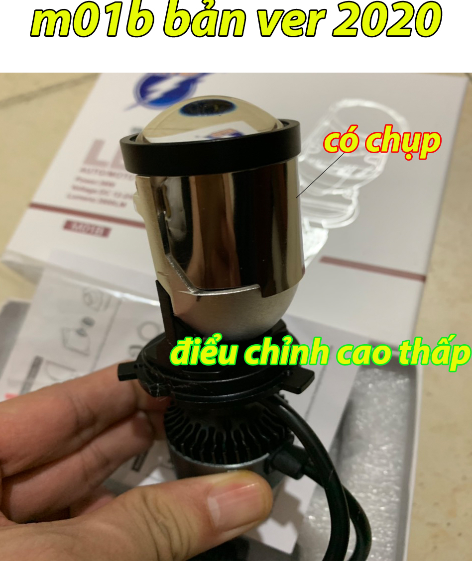 Đèn pha led bi cầu M01B chân h4 cho xe máy - oto ( bản 2020 rtd ver2 )