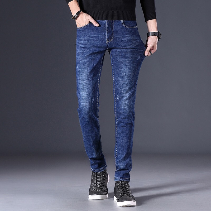 Quần jean nam co giãn, quần bò nam dáng ôm skinny co giãn cào xướt nhẹ