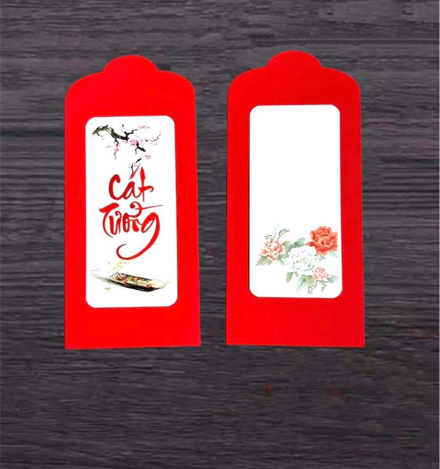 BAO LÌ XÌ GIẤY NHUNG ĐỎ TRƠN VIẾT THƯ PHÁP