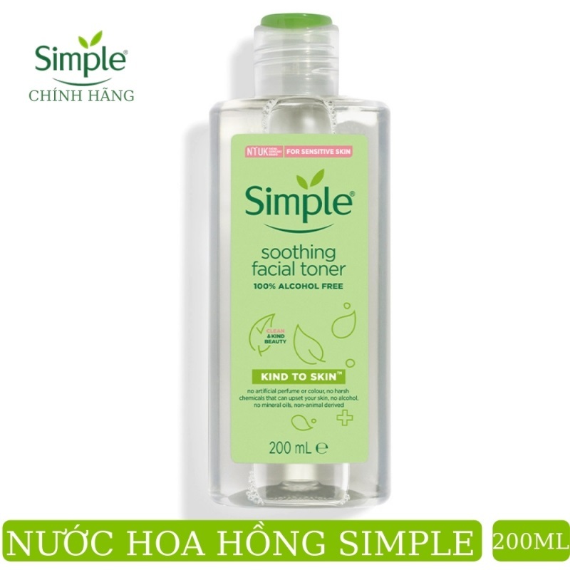 [HCM][Mẫu mới]Nước Hoa Hồng Không Cồn Làm Dịu Da Simple Kind To Skin Soothing Facial Toner 200ml
