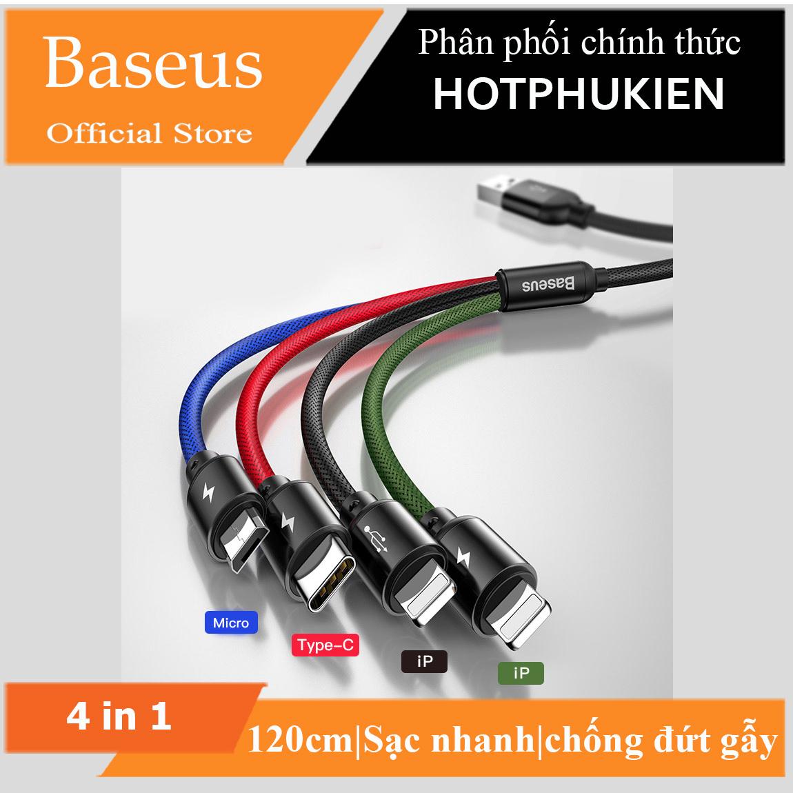 Dây cáp sạc đa năng Baseus Rapid 4 in 1 Type-C 2 Lighning Micro USB cho iPhone/ iPad Smartphone & Tablet Android - Phân phối HotPhuKien KGG