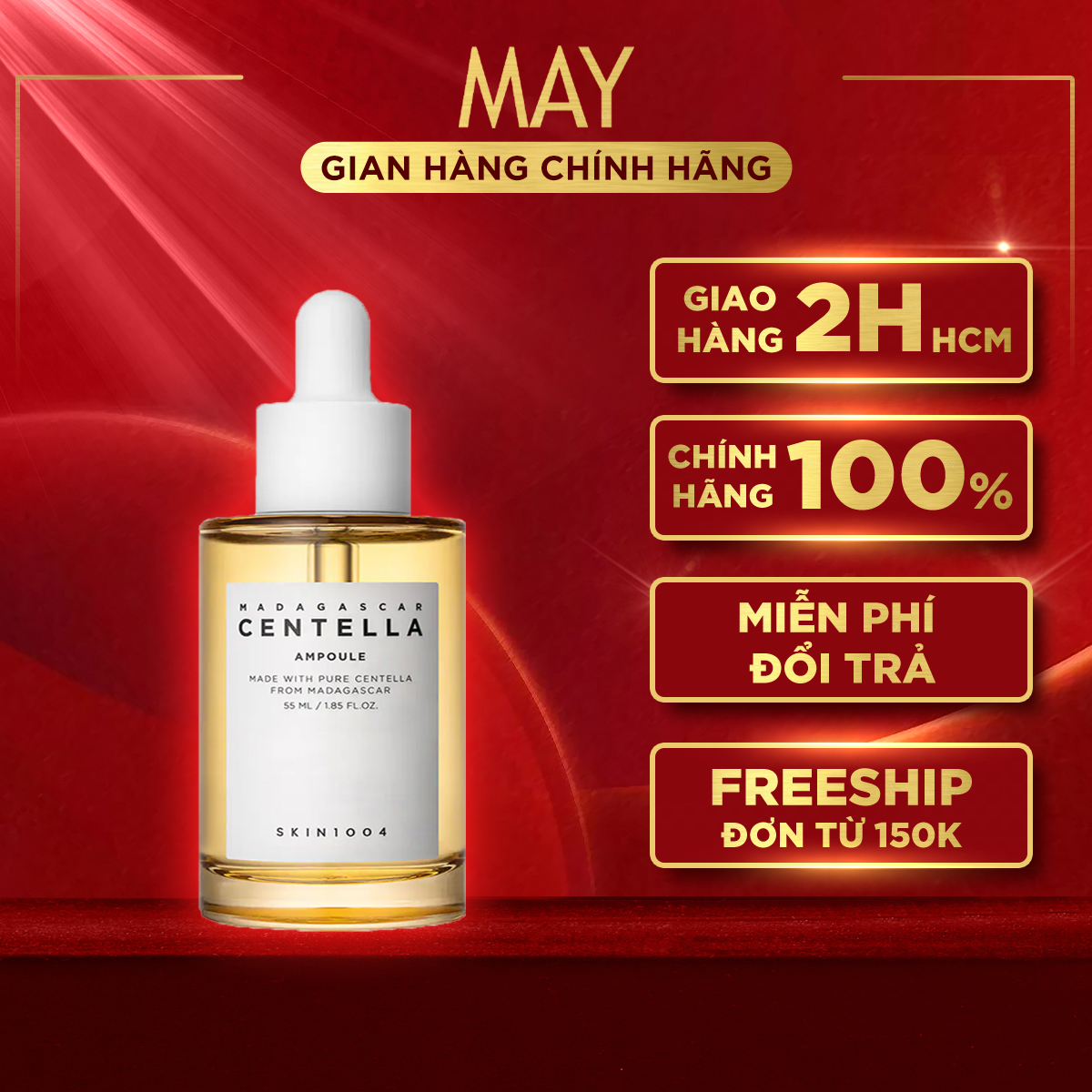 [55ml] TINH CHẤT Serum Rau Má SKIN1004 Giảm Mụn, Làm Dịu & Phục Hồi Cho Da Nhạy Cảm Madagascar Centella Ampoule