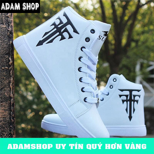 Giày nam thể thao sneaker ADAM SHOP trắng đẹp bata cổ cao cho học sinh đi học đi làm cao cấp Mã CCH-1
