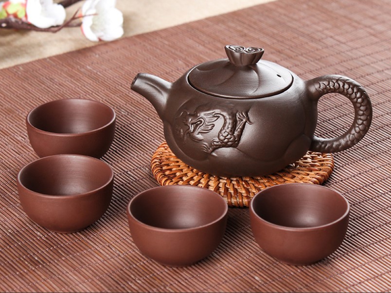 Bộ ấm trà CÁ CHÉP HÓA RỒNG  tử sa