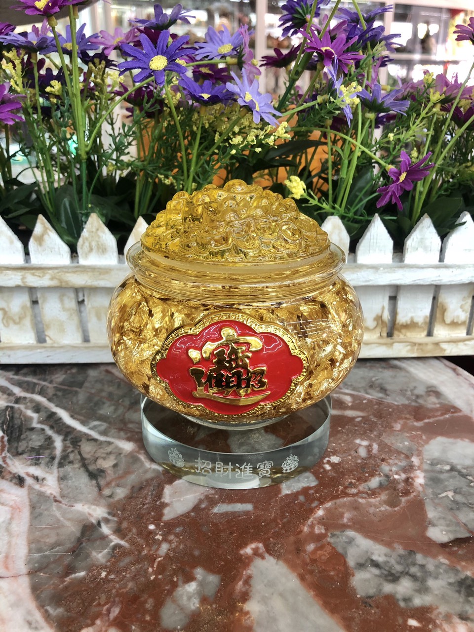 Hủ tiền, bát tụ bảo lá vàng phong thủy chiêu tài, lộc - Cao 10,5 cm và 12,5 cm