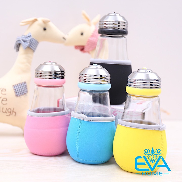 Bình thủy tinh kiểu dáng bóng đèn dây tóc có dây xách 450 ml kèm vỏ bọc vải neoprene