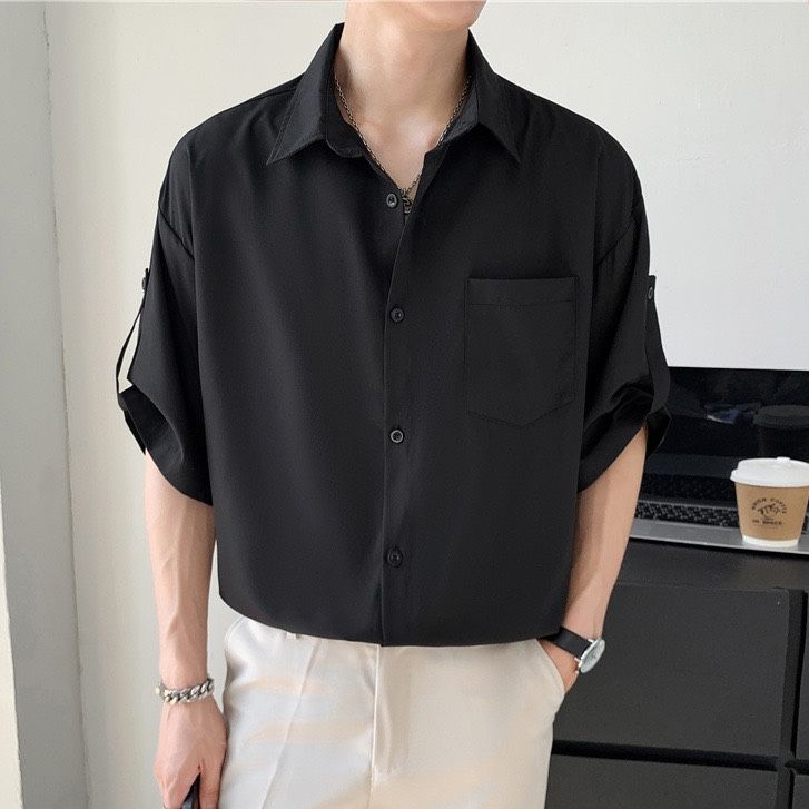 Áo sơ mi nam tay lỡ đính dây phối túi mẫu mới Thời Trang PONIVA Phong Cách Trẻ Trung Chất Vải Kate Lụa Siêu Mát Mẫu Mới Cực Hot 2023