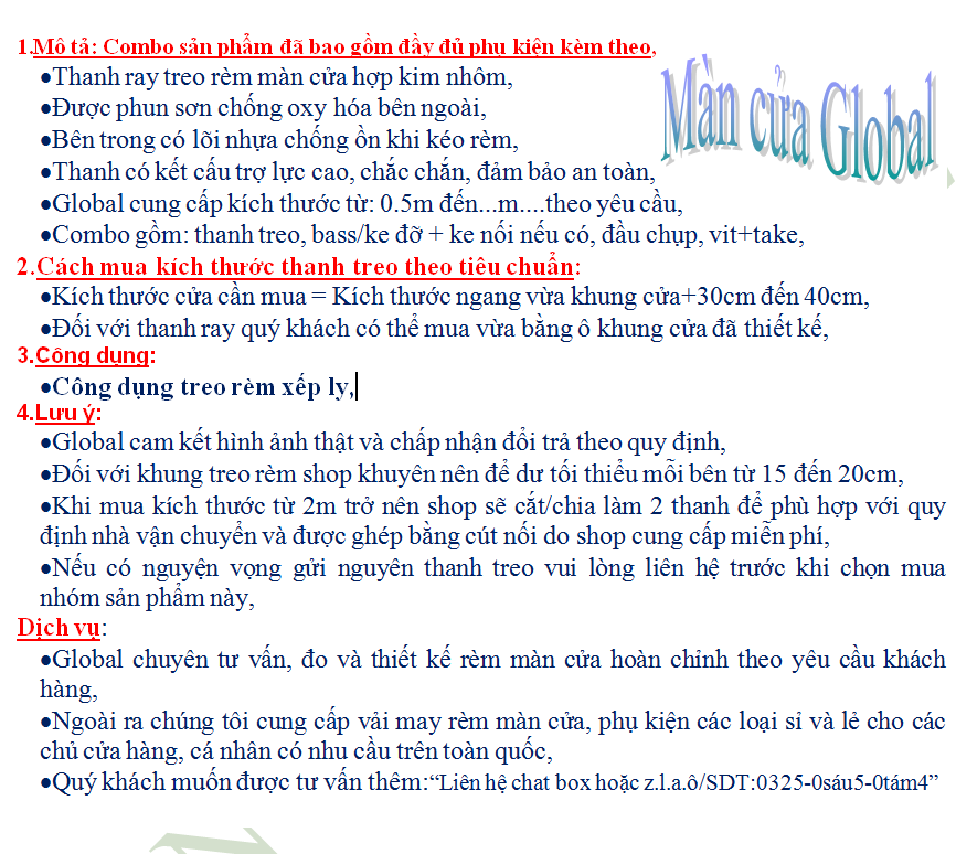 Thanh treo rèm màn cửa 0.5M đến 1.9M (combo thanh ray)