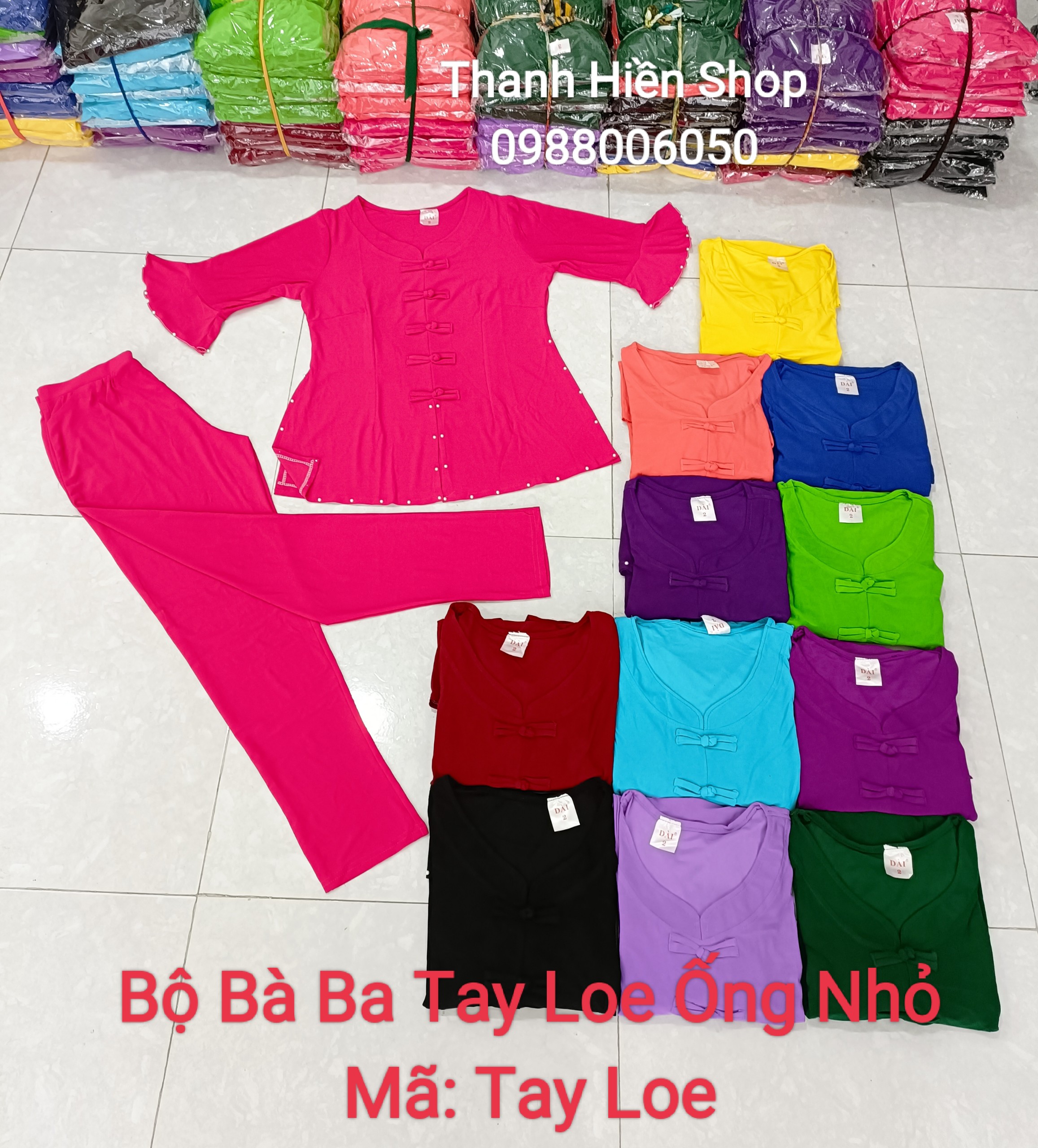 Bộ Bà Ba Tay Loe Quần Ống Nhỏ