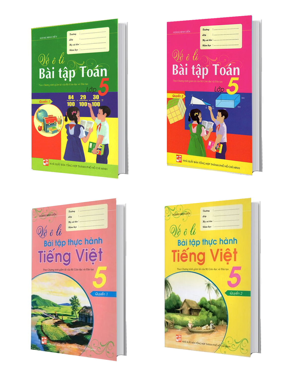 Sách Tham Khảo - Combo Vở Ô Li Bài Tập Toán - Tiếng Việt Lớp 5 (4 Quyển) - Newshop