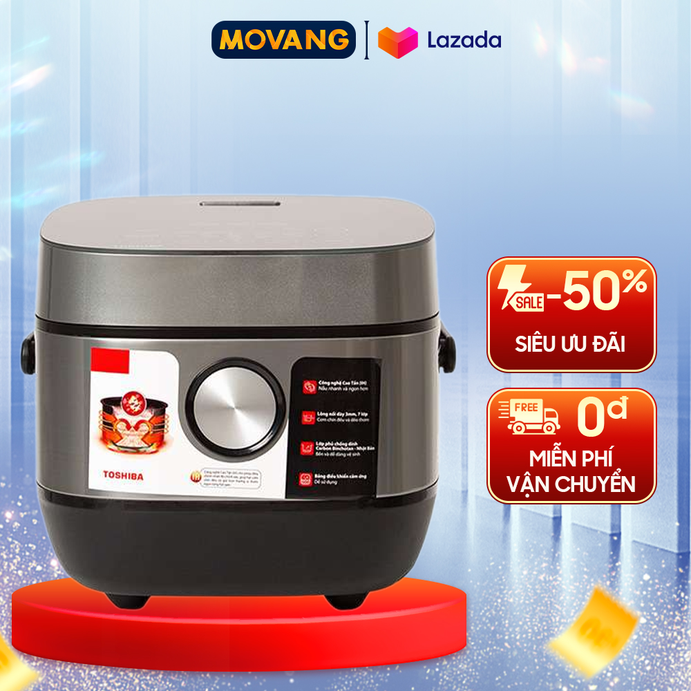 [GIAO TẠI HCM] -  Nồi cơm cao tần Toshiba 1 lít RC-10IP1PV - Có xửng hấp Nồi chống dính Hẹn giờ nấu xong Đồng hồ hiển thị giờ