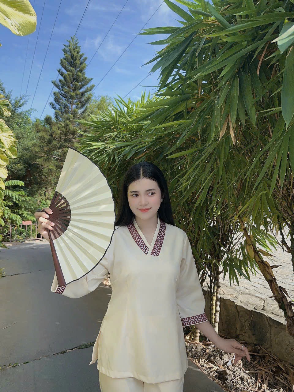 Đồ Lam Đi Chùa # Bộ Lụa Hàn sen 1 nút# Quần Áo Nữ Cao Cấp