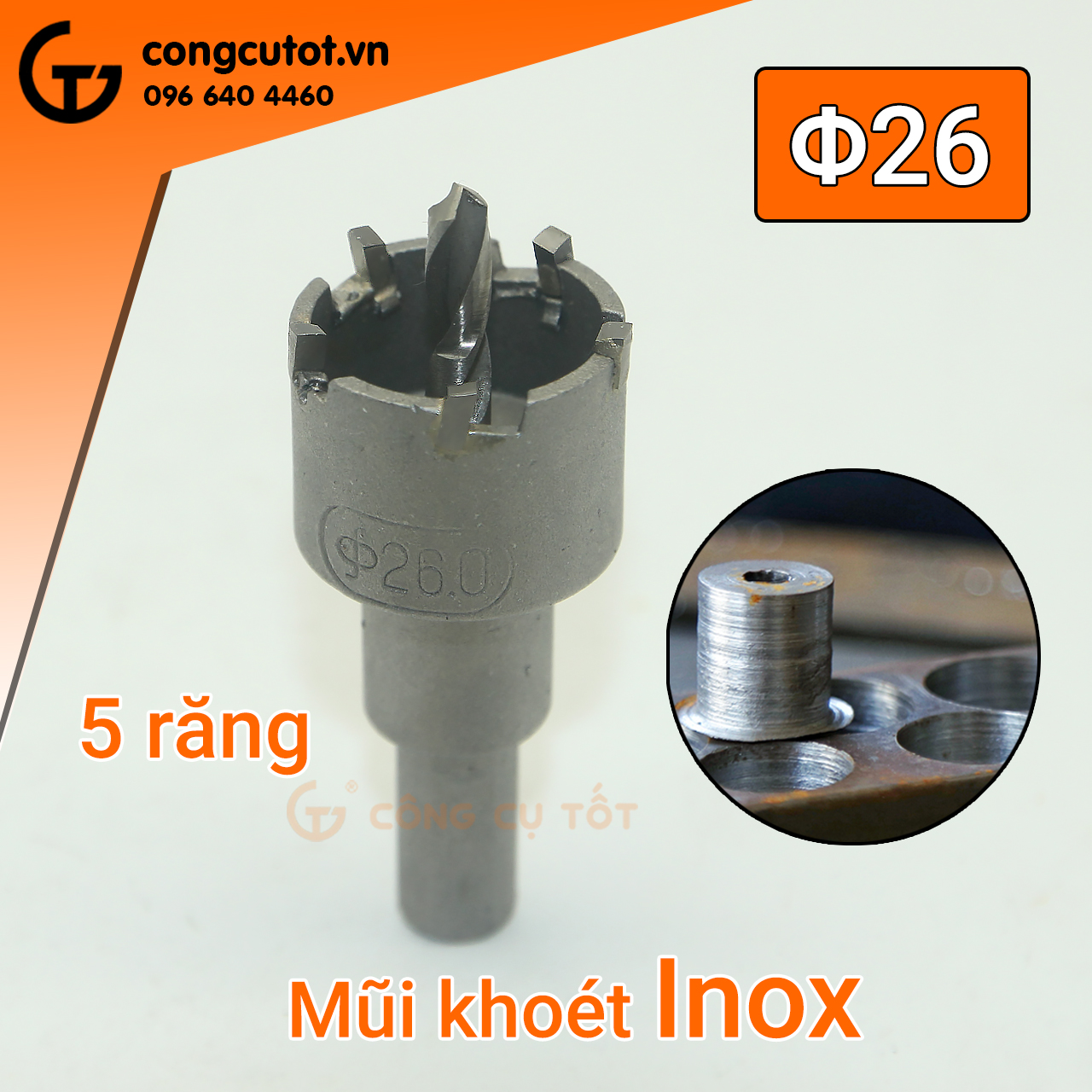 Mũi khoét inox đầu hợp kim