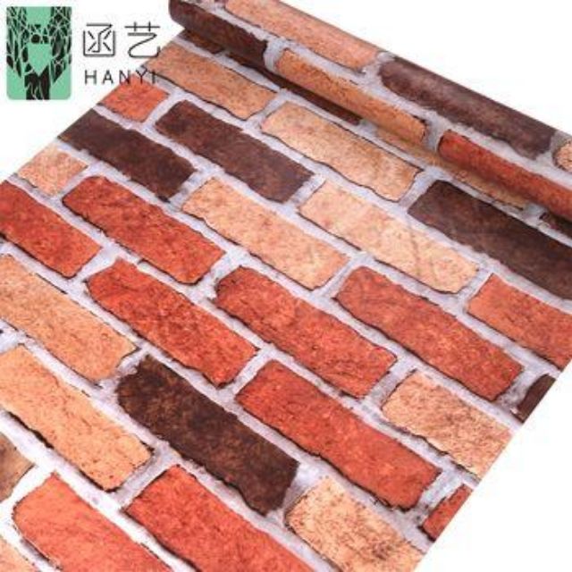 Giấy dán tường gạch đỏ khổ 45cm có keo sẵn