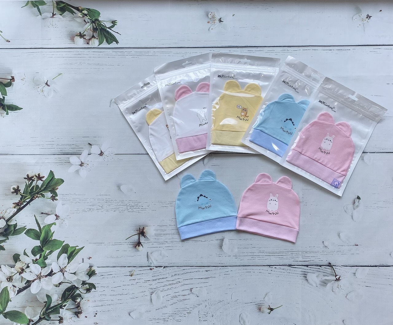 Mũ sơ sinh tai thỏ chất liệu vải 100% cotton 4 chiều thương hiệu MINTUU FIRST CHOICE - Thời trang và đồ dùng cho trẻ em - Hana’s kids