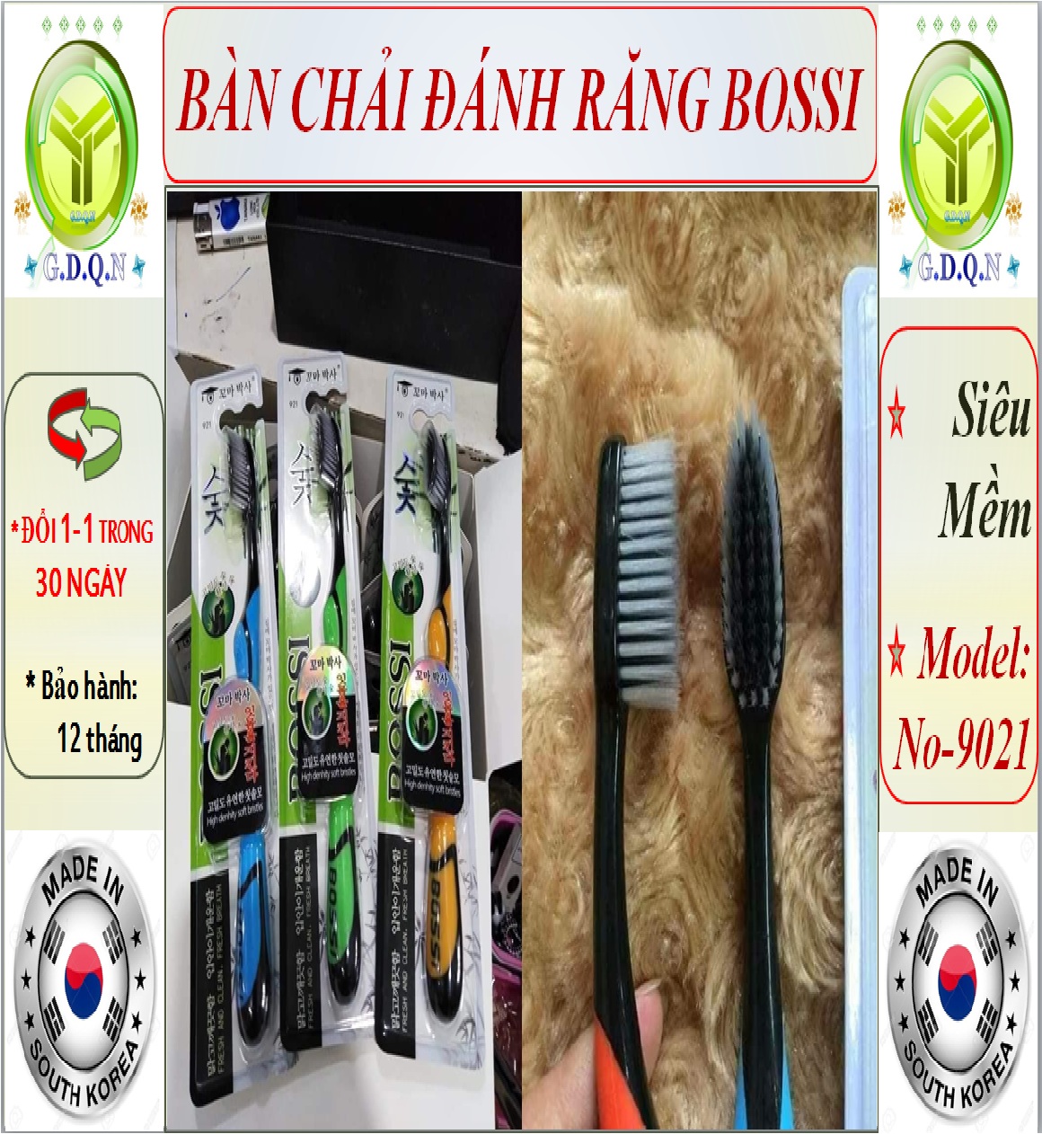 01 chiếc bàn chải đánh răng BOSSI 921 - nhập khẩu Hàn Quốc