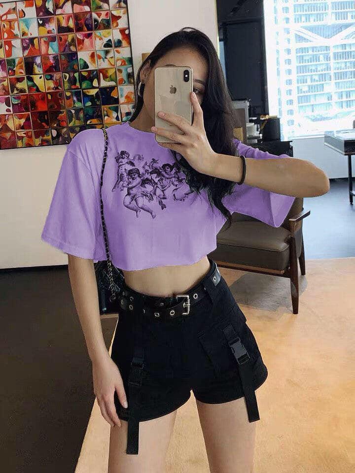 [HCM]Áo croptop nữ in hình THIÊN THẦN cực hot