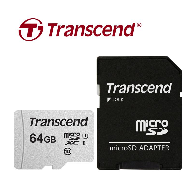 Thẻ nhớ Transcend MicroSDXC 300S C10 U1 V30 A1 95MB/45MB/s 64GB Kèm Adapter - Hàng Chính Hãng