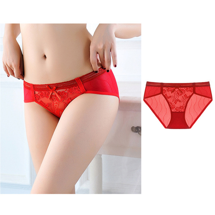 Quần lót nữ cạp ren thoáng mát - Màu đỏ