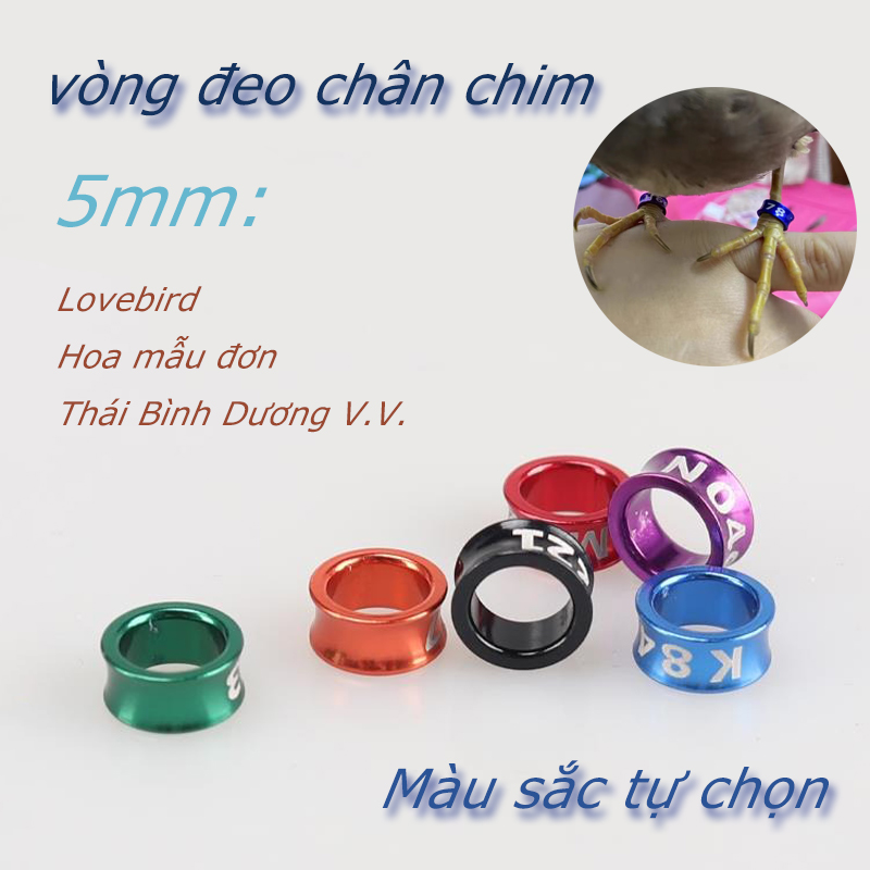 1pcs 5mm Bird's foot, parrot, parrot's foot ring in aluminum alloy with number, super light and durable