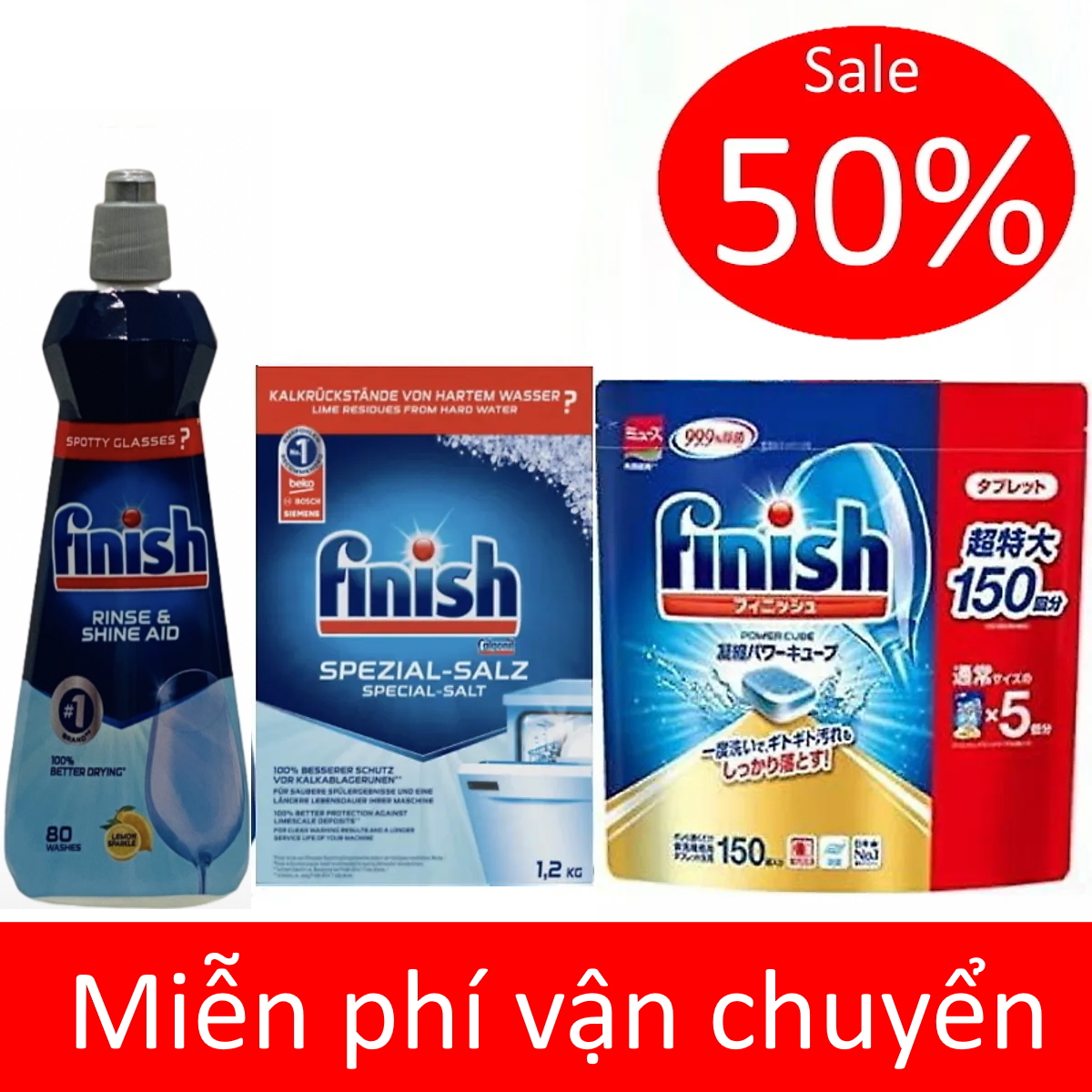 Combo 2.2kg bột rửa chén finish hoặc muối rửa chén Finish 1.2kg hoặc Nước làm bóng Finish 400ml dùng cho máy rửa chén, combo bột finish 2.5kg hoặc muối finish hoặc dầu làm bóng bát finish trợ xả cho máy