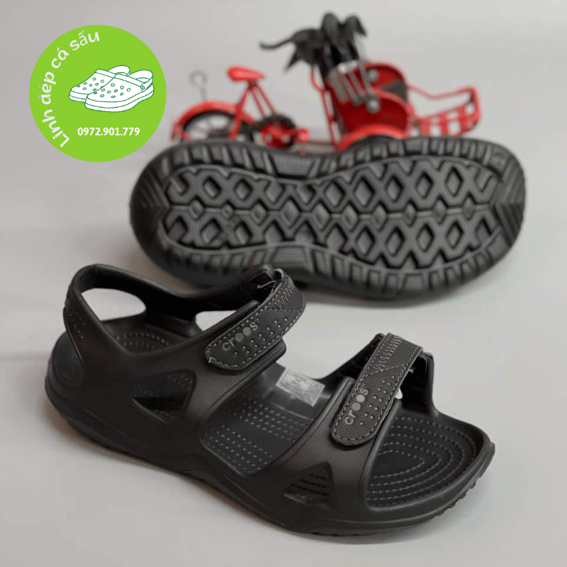 Sandal quai dán cross River màu đen dành cho nam