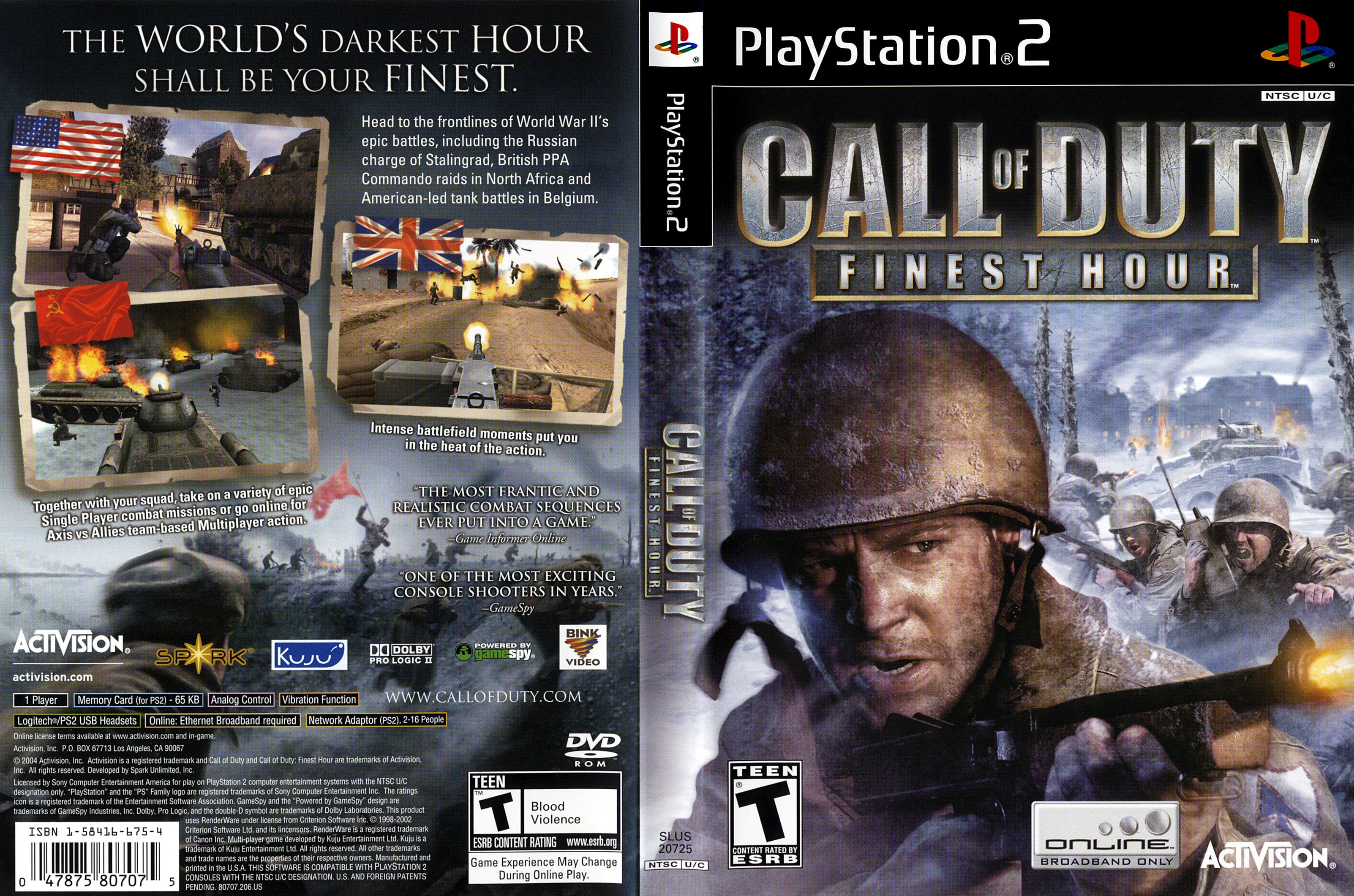 PS2 Game - Call Of Duty: Finest Hour