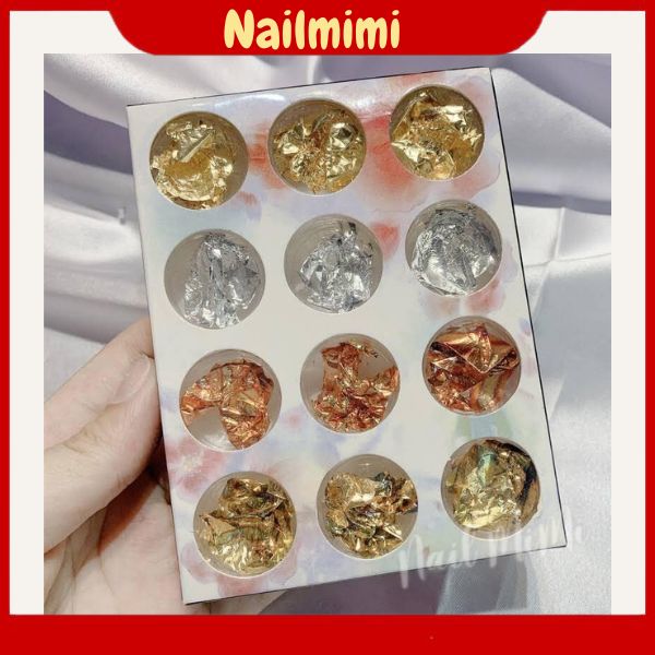 Giấy bạc nail , giấy nhún vàng bạc trang trí móng
