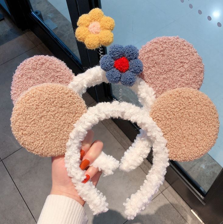 (6 Màu) Băng Đô, Bờm Cài Tóc Tai Chuột Mix Hoa Cute