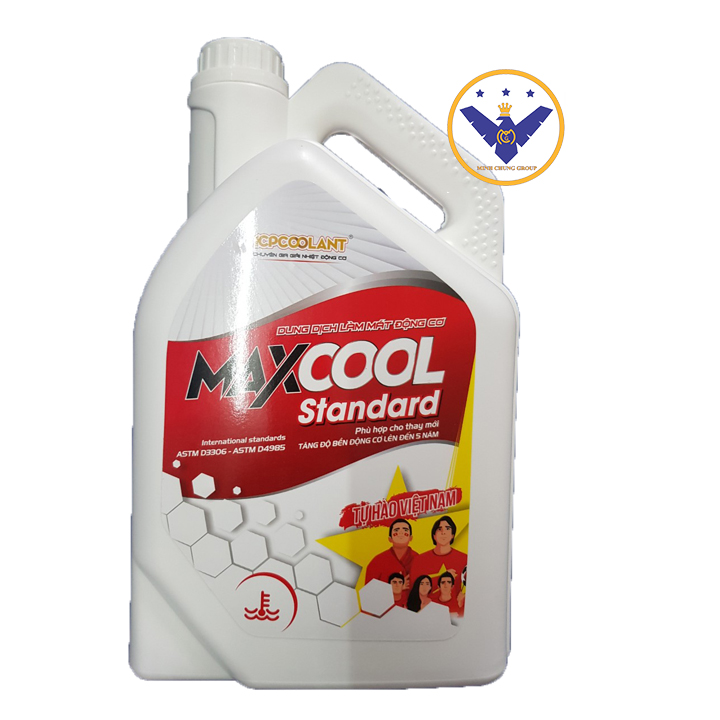 2 nước làm mát xe ô tô màu đỏ Maxcool Standard can 4L