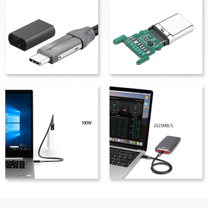Cáp Thunderbolt 3 USB type-C chuẩn USB4 Power Delivery 100W 20V5A tốc độ 40 Gbps - BH 12th