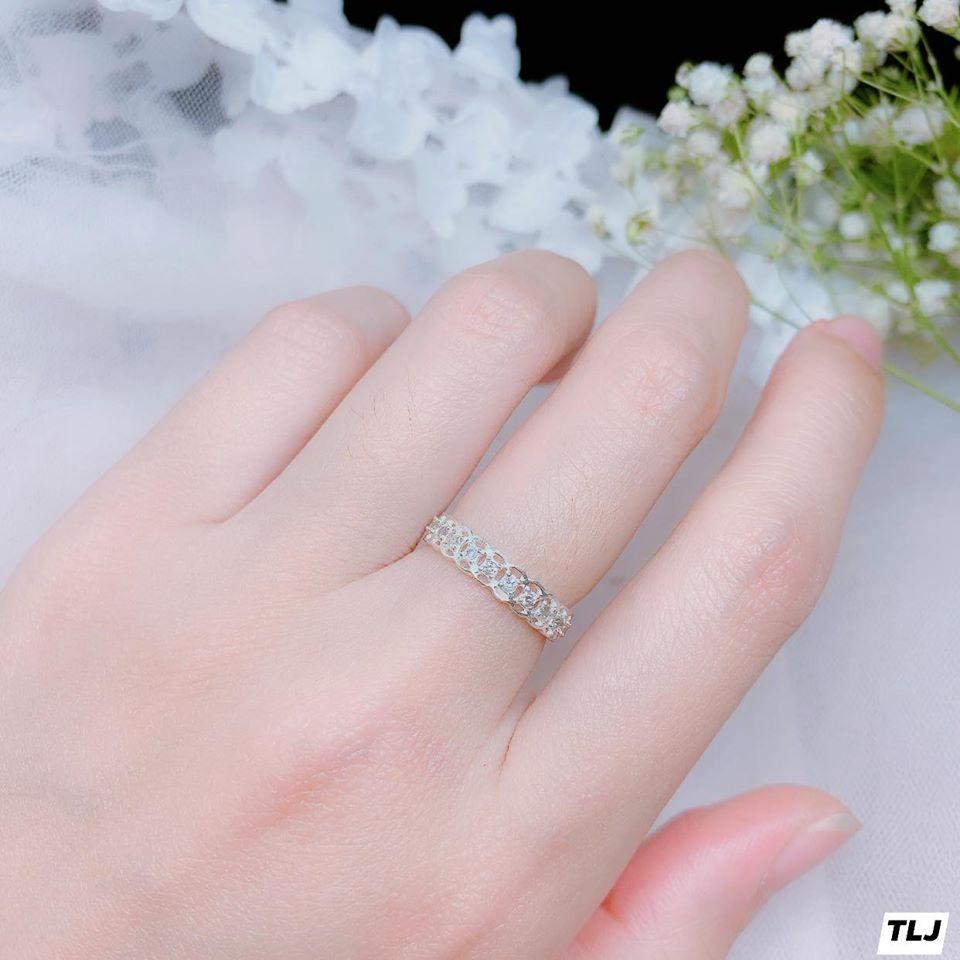 Nhẫn bạc kim tiền trắng và si vàng MS45