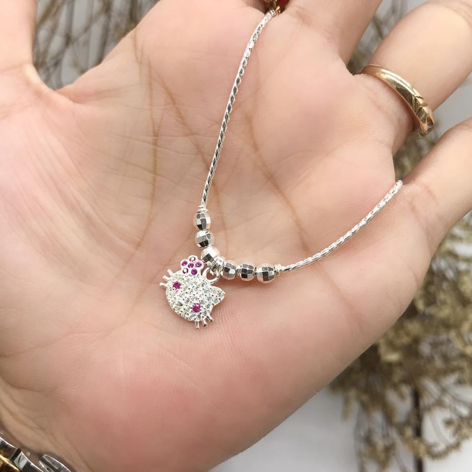 Dây chuyền bạc cho bé gái hình mèo kitty