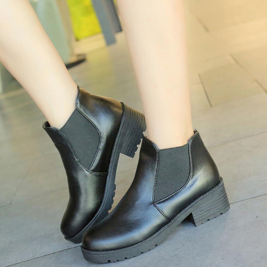 Giày boot chelsea nữ trơn 4 phân cá tính, nhẹ, mang êm S402
