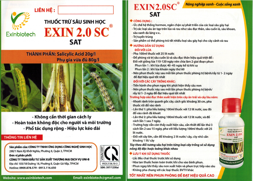 [HCM]CHẾ PHẨM TRỪ SÂU SINH HỌC EXIN 2.0 SC (SAT)