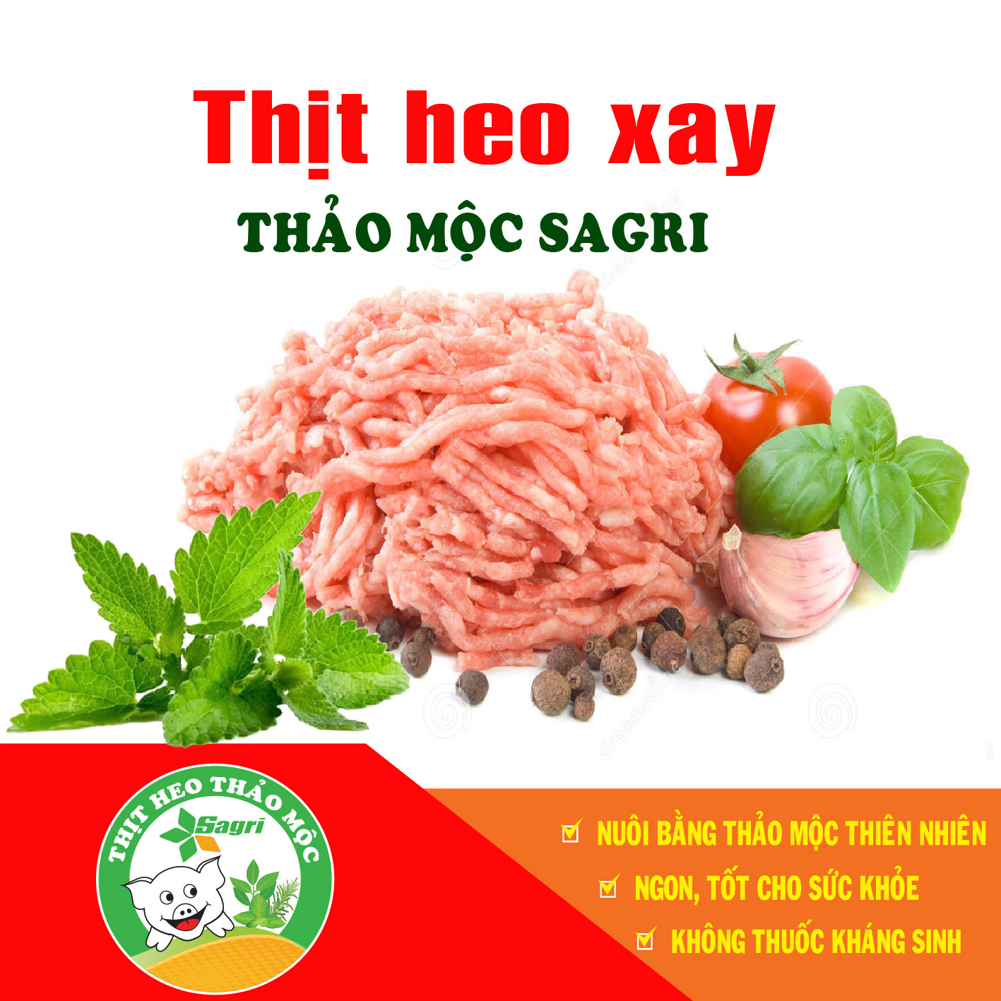 Thịt heo xay Thảo mộc 500gr