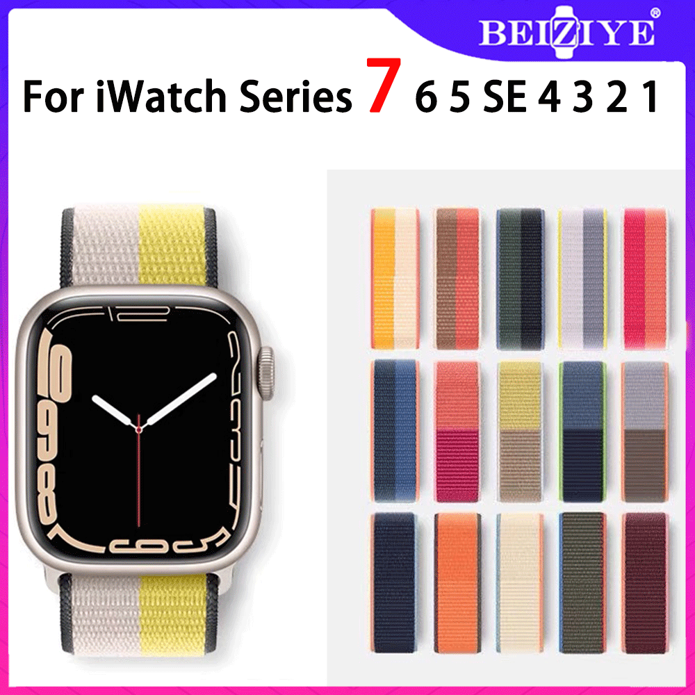 Bện Solo Loop Nylon Dây đeo thoáng khí cho Apple Watch 7 dây 41mm 45mm Đàn hồi cho Apple Watch Series 7 6 SE 5 4 3 41mm 44mm 40mm