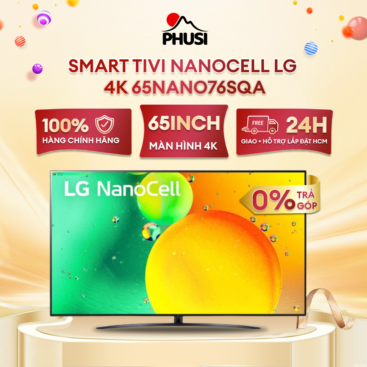 Smart tivi nanocell lg 4k 65 inch 65nano76sqa hệ điều hành webos 6.0 , điều khiển bằng giọng nói , năm ra mắt: 2022