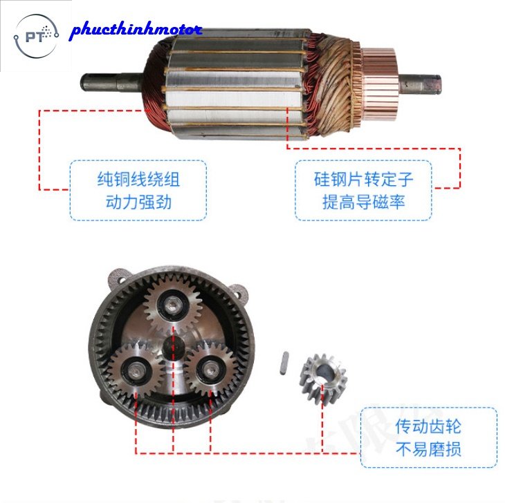 Động cơ motor 48V-60V 1000W chổi than