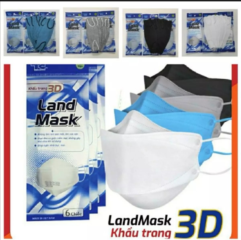 Giá bán Khẩu trang 3D LAND MASK 1 túi 6 chiếc phong cách HÀN QUỐC có 4 MẦU