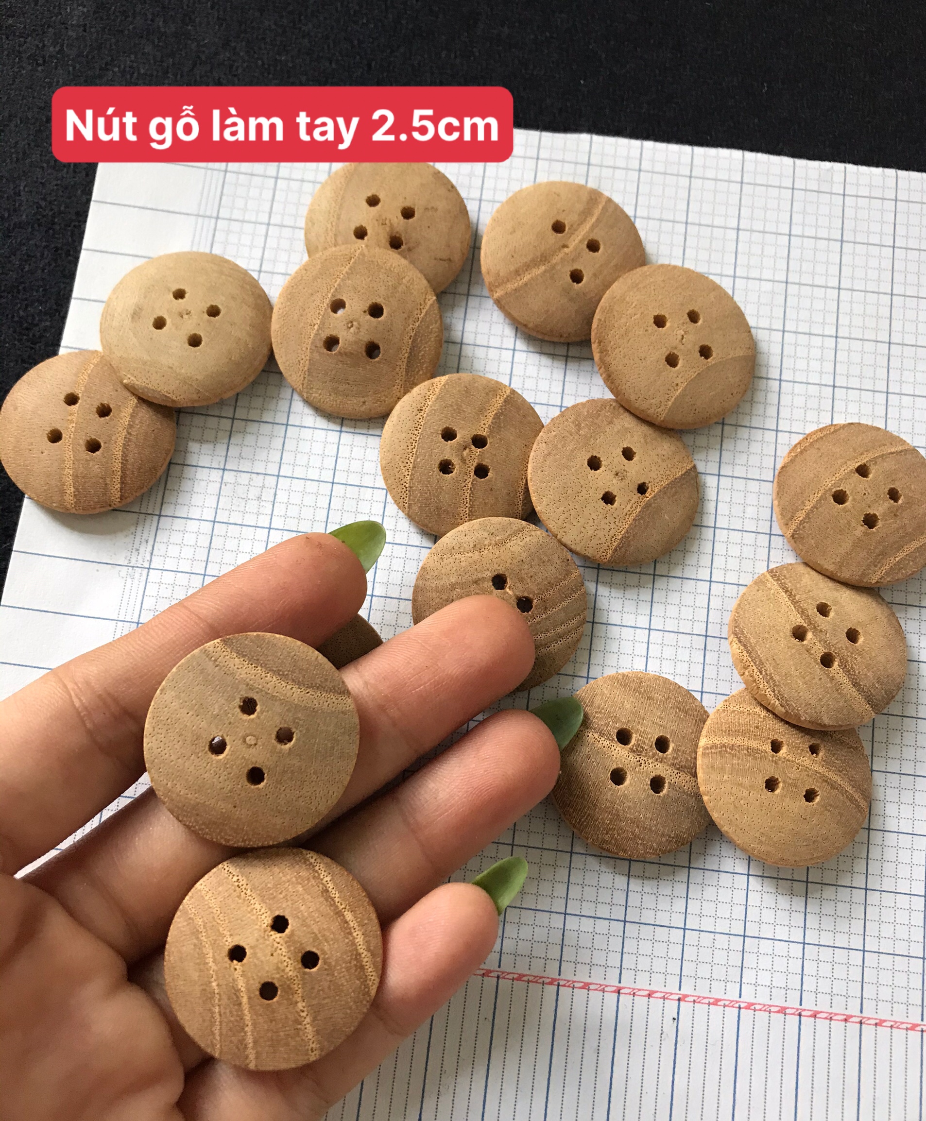 (10 nút) Nút gỗ handmade 2.5cm