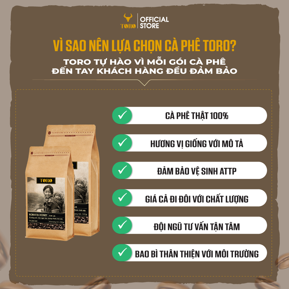 [250GR] Cà Phê Bột Toro Robusta Honey Nguyên Chất 100% | TORO FARM