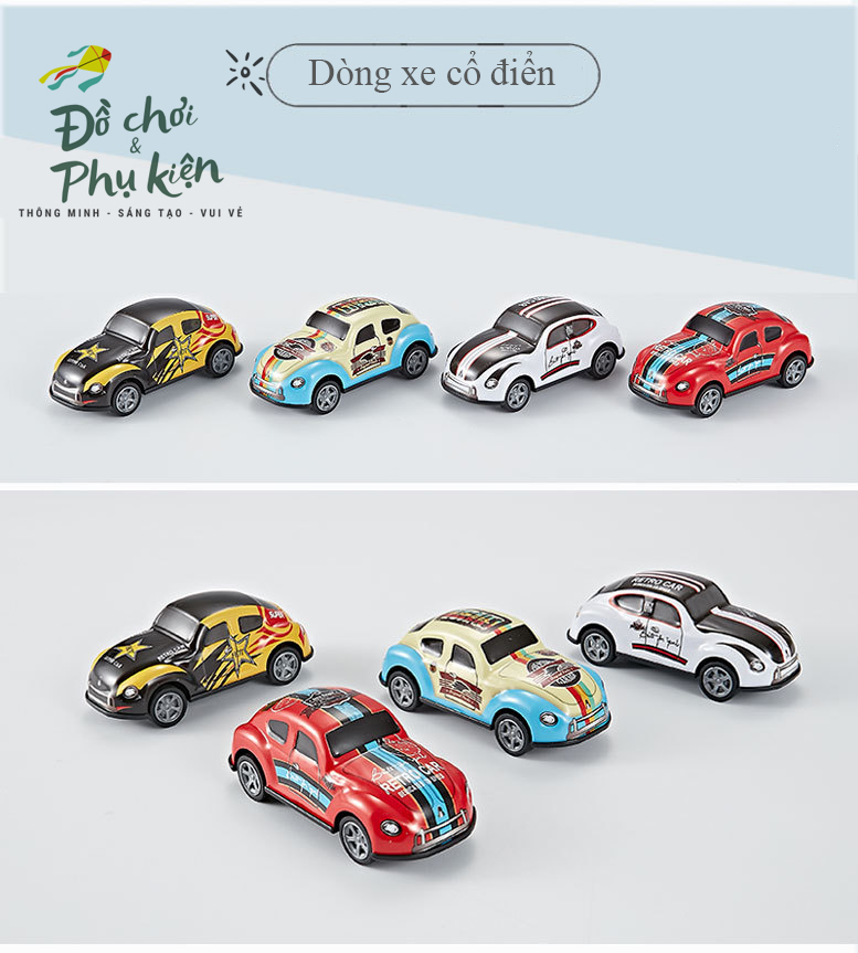 Bộ 4 mô hình xe đua bằng sắt - có bánh đà