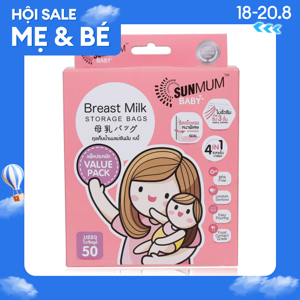 2 hộp - combo 100 túi trữ sữa mẹ 250ml sunmum không bpa - thái lan