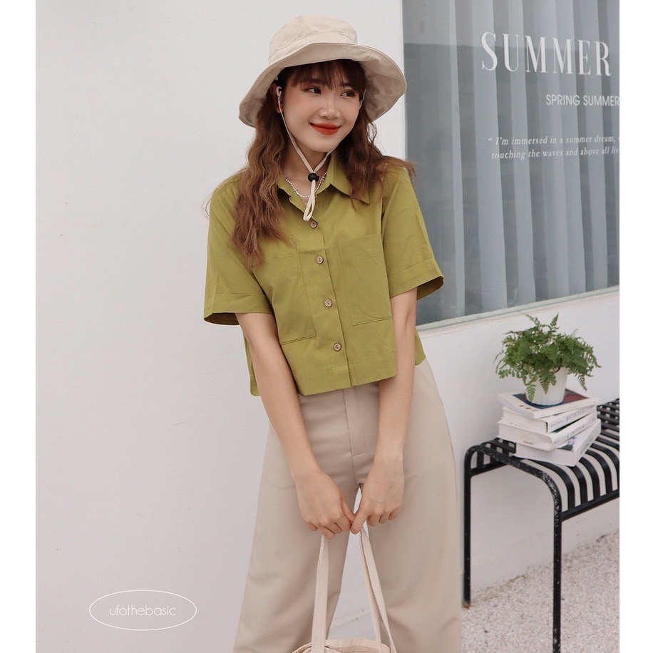 [Nhập LAZLOOK99 GIẢM 100K/500K] Áo sơ mi dáng lửng vải linen - Linen Pocket Shirt - ufo.thebasic