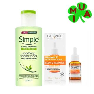 [HCM]Combo Serum vitamin C balance và Nước hoa hồng simple sáng da sạch mụn cấp ẩm thumbnail