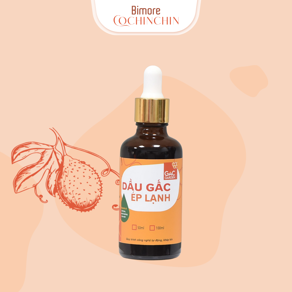 Dầu Gấc Ép Lạnh Giúp Làm Mờ Vết Thâm, Sáng Da Bimore 50ml