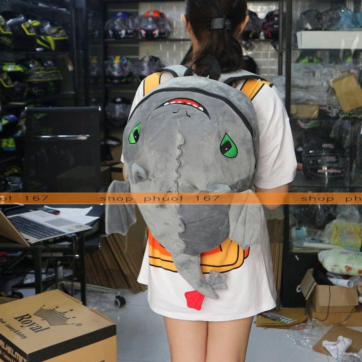 Balo Con Rồng Màu Xám Kute Hơn balo Khủng long, vải nhung