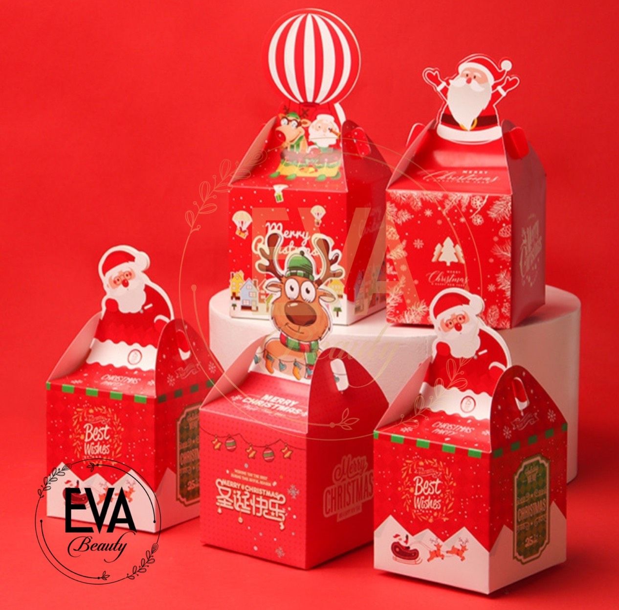 Combo 5 hộp giấy đựng quà giáng sinh / hộp quà noel hoạt hình xinh xắn nhiều mẫu m2014